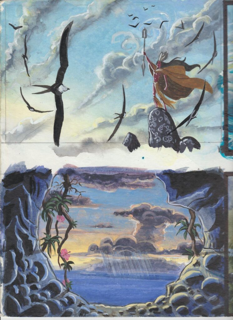 Bocetos de Ogú y Mampato en Rapa Nui